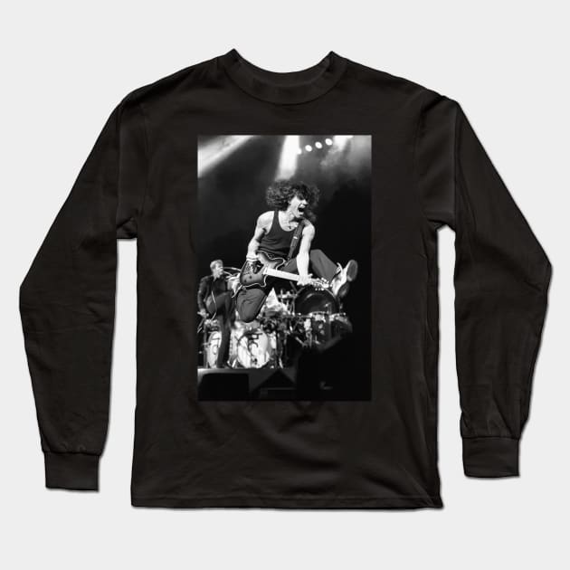 Eddie VanHalen BW Photograph Long Sleeve T-Shirt by Concert Photos